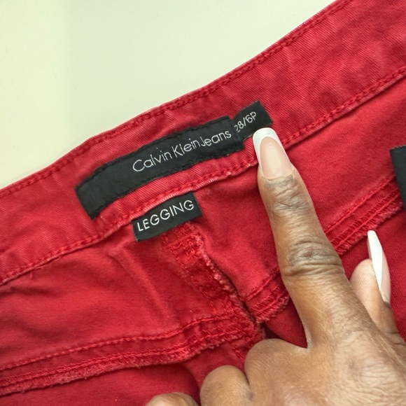 Calvin Klein Red Leggings Jeans - Picture 3 of 8